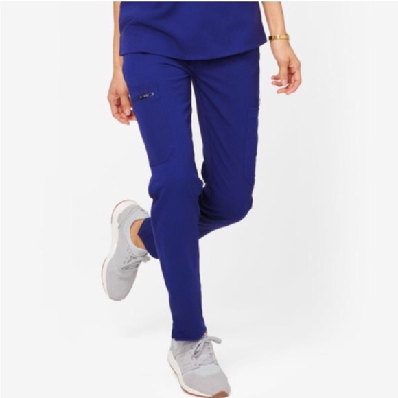 Figs Yola Tall Royal Blue Skinny Slim Straight Scrubs Pant Cargo Pockets XXST - Picture 1 of 14